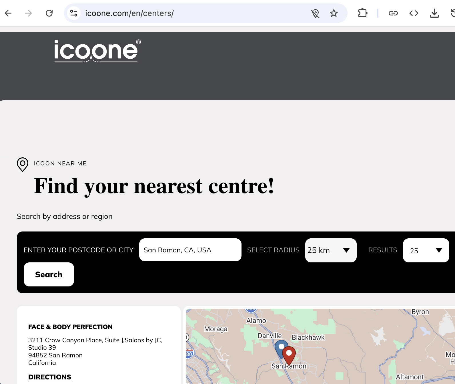 Face and Body Perfection San Ramon listed on the official ICOONE studio directory